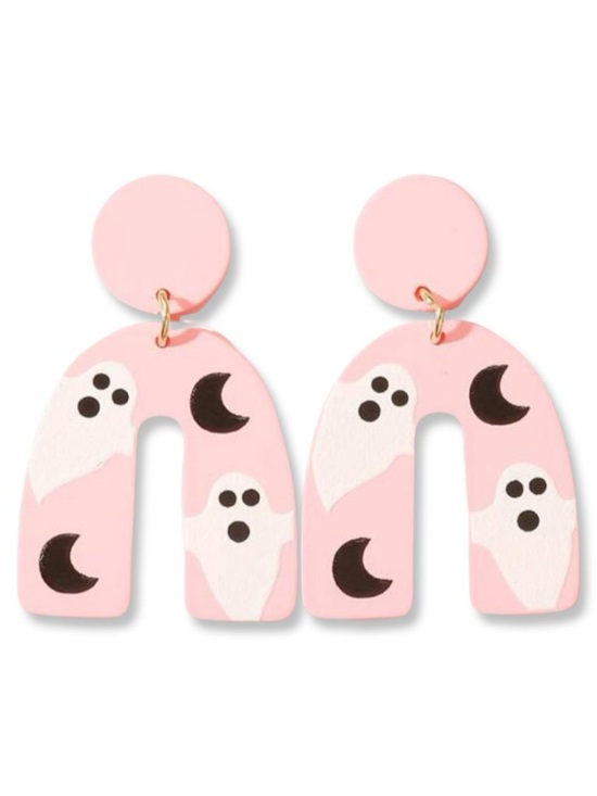 Jewelry - Pink Ghost Moon Dangle Earrings